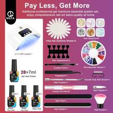 MEFA 52 PCS Gel Nail Polish Kit With U V Light, 28 Colors Glitter Color Changing Gel Polish Set 48W Nail Lamp With Top Base Coat Starter Manicure Tools Nails Art Decorations At Home Salon Design Gifts - Nhiều màu - Xem 5