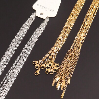 10pcs Stainless Steel Lip Chain Gold Silver Color Link Chain DIY Chains Necklaces For DIY Jewelry Making Fashion Chokers Accessories