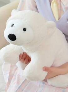 Molutian Muñeco de peluche de oso polar bonito de 26 cm, juguete de peluche animal suave, juguete de oso relleno, muñeco de acompañamiento de anime como regalo de cumpleaños para niños, oso de peluche, oso polar, oso - Blanco - Ver 2