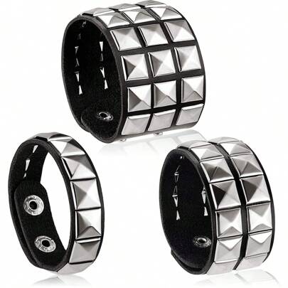 Xiacheng 1/3 pièces Bracelet punk pour hommes femmes, bracelets rock punk bangle, bracelet de poignet des années 80, convient pour les faveurs de fête et les accessoires unisexes