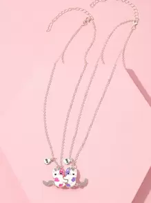 suteyi 2 adorable cats with movable tails and magnets that attract good friends and best friends BFF necklaces as gifts for children