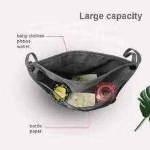 1pc Baby Stroller Storage Bag, Stroller Organizer Hanging Bag For Storage - Grey - View 4