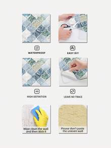 5pcs/Set Self Adhesive Floor Stickers Non-Slip Waterproof Wear-Resistant Oil-Proof Decals For Living Room, Kitchen, Bathroom, Balcony - Multicolor - View 8