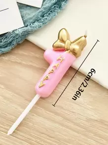1pc Pink Bow Tie 0-9 Number Birthday Party Pet Decoration Candle,Christmas