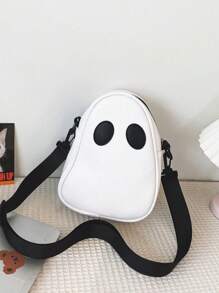 趣味鬼形跨身包-兒童款,pu材質,適用於男孩和女孩,卡通丑可愛小鬼設計肩背袋 - 白色 - 查看 7