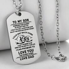 1個靈感狗牌項鍊,男女適用,可個性化刻字,不鏽鋼飾品 - 銀色 - 查看 3