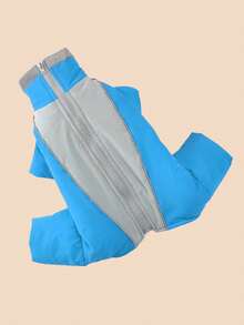 1件藍色防風防水反光保暖寵物衣,有腿部,適用於小型和中型狗,適用於秋季和冬季 - 寶藍色 - 查看 2