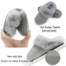 DRSLPAR Comfy House Slippers For Women Fuzzy Memory Foam Slippers Cozy Slip On Outdoor Indoor Warm Fleece Lined Bedroom Shoes - 深灰色 - 查看 10