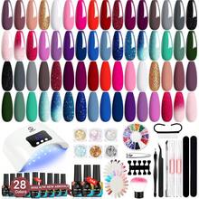MEFA 52 PCS Gel Nail Polish Kit With U V Light, 28 Colors Glitter Color Changing Gel Polish Set 48W Nail Lamp With Top Base Coat Starter Manicure Tools Nails Art Decorations At Home Salon Design Gifts - Nhiều màu - Xem 1