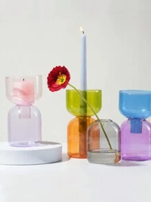 1 件燭台適用於柱狀蠟燭架兩部分可組合家居裝飾彩色玻璃花瓶裝飾瓶罐儲物碗植物容器 - 彩色 - 查看 3