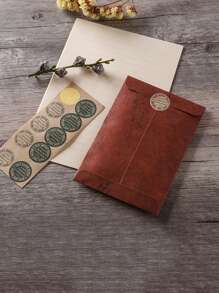 5pcs/Set Vintage Envelope & Letter Paper Stationery Set Creative Hot Gold High-End Delicate Lacquer Gift Envelope For Writing Love Letters - 5 Lacquered Envelopes + 16 A5 White Letter Paper + Stickers - View 8