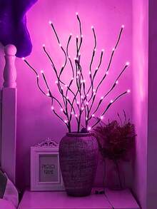 1个20LED灯珠DIY棕色树枝装饰灯,人造树枝灯,电池供电,室内仙女夜灯,树枝造型,桌面装饰树灯,卧室装饰,家居装饰灯,节日装饰串灯,建议多买几个 - 棕色 - 查看 9