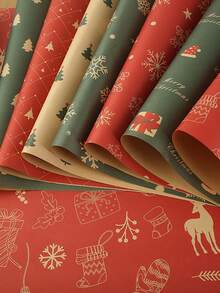 3 件,diy 手工復古聖誕分類紙材料,紙質禮品包裝紙,聖誕老人雪花背景紙,聖誕派對復古禮品盒包裝雜誌紙,用於禮品包裝裝飾,包裝紙,薄紙,花束用品,禮品包裝紙 - 彩色 - 查看 2