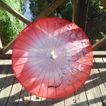 1把油紙傘,裝飾傘,手工藝傳統傘,攝影道具,竹柄傘,26骨手工裝飾傘 - 紅色 - 查看 1