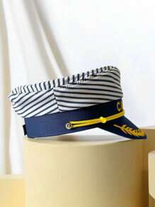 One Piece Men Women Boys Girls Universal Adjustable Blue White Stripe Color Embroidered Anchor Blue Band White Polyester Navy Hat Yacht Captain Hat Blue Sailing Hat Women Sailor Hat Versatile Useful Masquerade Nautical Boat Party Must Have Carnival Theme Party Cosplay Suitable For Kids And Adult Yacht Hat Embroidered Sailor Captain Hat - Blue and White - View 4