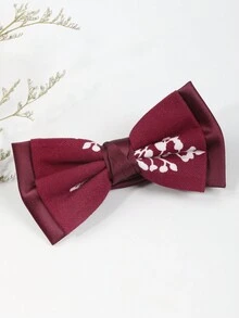 1 Miếng Nam Thanh lịch Hai lớp Đỏ  Nơ thắt Với Mẫu thực vật , Hoàn hảo Cho bữa tiệc Hoặc Yến tiệc - Đỏ - Xem 1