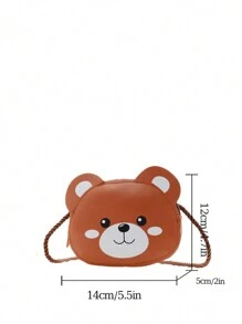 1 件时尚可爱动物造型 PU 材质拉链开合女孩斜挎包适合儿童适合日常外出时尚校园适合搭配衣服 - 棕色 - 查看 10