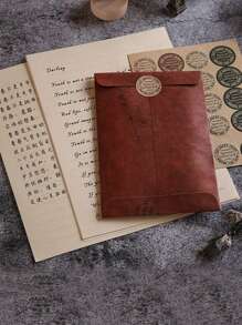 5pcs/Set Vintage Envelope & Letter Paper Stationery Set Creative Hot Gold High-End Delicate Lacquer Gift Envelope For Writing Love Letters - 5 Lacquered Envelopes + 16 A5 White Letter Paper + Stickers - View 6