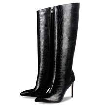 Knee High Boots For Women,Sexy Pointed Toe Stiletto Heel Boot Thigh High Boots Fashion Long Boots,Girl,Party - 黑色 - 查看 3