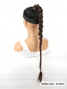 1 件 26 英寸浅棕色长辫状马尾接发带发带直绕辫子双马尾接发适合女性日常使用合成假发 - Light Brown - 查看 4