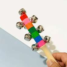 1只木製手持鈴,打擊樂器,音樂教學輔助工具,舞台道具