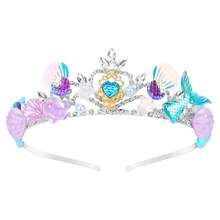 美人魚系列皇冠,花朵、貝殼和魚尾設計,可愛的派對頭飾和女孩聖誕禮物 - 彩色 - 查看 2