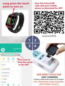 1pc New Packaging Smart Watch Bracelet With Heart Rate Monitor, Sleep Monitor, Sports Tracker, Calorie Counter, Alarm, Personalized Dial And More Function For All-day Fitness Information And Advice - Black - View 10