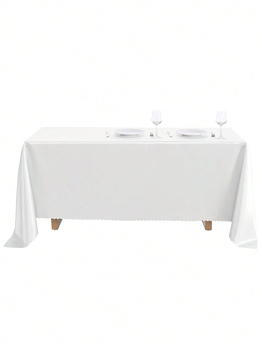 1片桌布,傢俱套件白色純色,簡約現代長方形桌布,適用於會議、餐桌、學習桌或野餐 - 白色 - 查看 1