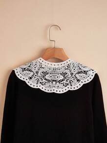 1pc Lace Detachable Collar, Versatile Decorative Collar, Frilly Shoulder Cape With Pearl Buttons, Embroidered