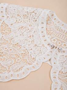 1pc Lace Detachable Collar, Versatile Decorative Collar, Frilly Shoulder Cape With Pearl Buttons, Embroidered
