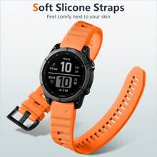 相容於 Garmin Fenix 6 Pro/fenix 6/fenix 7/fenix 7 Pro/fenix 5/5 Plus 錶帶,矽膠 Quickfit 22 毫米替換零件適用於 Garmin Instinct/approach S60/s62/garmin Forerunner 945/935 - 橘色 - 查看 2