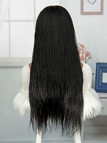 前蕾絲編織假髮黑盒編織假髮帶嬰兒頭髮前蕾絲玉米辮編織假髮女式優質合成辮子假髮 - 黑色 - 查看 4