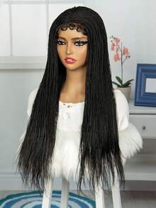 前蕾絲編織假髮黑盒編織假髮帶嬰兒頭髮前蕾絲玉米辮編織假髮女式優質合成辮子假髮 - 黑色 - 查看 7