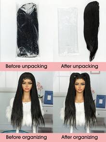 前蕾絲編織假髮黑盒編織假髮帶嬰兒頭髮前蕾絲玉米辮編織假髮女式優質合成辮子假髮 - 黑色 - 查看 10