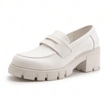 Women's Platform Chunky Loafers Comfortable Slip On Lug Sole Business Loafer Shoes