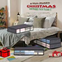 1pc  Under Bed Storage Under Bed Storage Containers Underbed Storage Under The Bed Storage Bins Underbed Storage Bags Foldable Clothes Storage Bins With Clear Window Sturdy Zippers Storage Containers For Organizing Clothing Bedroom - Grey - View 3