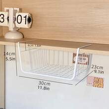 1入組桌底儲物架,鐵製掛籃,學生宿舍桌面收納籃,衣櫃下壁掛式儲物架 - 白色 - 查看 1