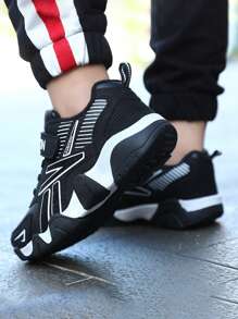 1pair New Boys' Shoes, Autumn And Winter Sports Shoes, Leather Surface, Spring And Autumn Running Shoes, Children's Black Shoes, Hook And Loop Running Shoes, PU Leather Boys' Shoes