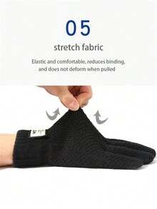 1pair Men'S Knitted Gloves, Touchscreen, Thickened, For Biking, Winter Warm, Windproof, Solid Warm, For Autumn And Winter - Black - View 10