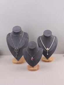 1pc Portrait Necklace Display Stand Human Model Bust Jewelry Organizer For Necklaces And Pendants - Grey - View 5