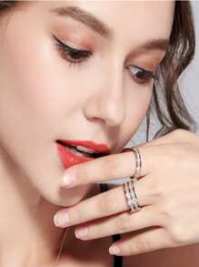 1個鈦鋼單排金色/銀色/玫瑰金色戒指,帶有簡約星空設計 - 金色 - 查看 6