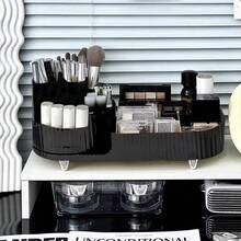 1入組桌面轉動化妝品儲物盒,桌面化妝品及儲物架,眉筆和化妝刷盒,也適用於字典整理 - 黑色 - 查看 5