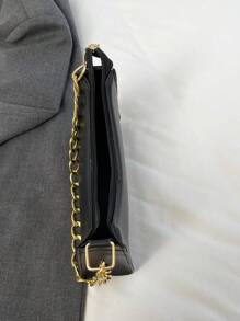 色塊簡約可愛輕量級肩背包 - 黑色 - 查看 8