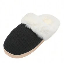 DRSLPAR Comfy House Slippers For Women Fuzzy Memory Foam Slippers Cozy Slip On Outdoor Indoor Warm Fleece Lined Bedroom Shoes - 黑色 - 查看 6