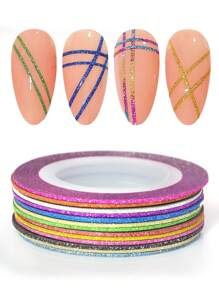 13卷混色条纹美甲贴纸 DIY美甲线条装饰配件 美甲贴纸 美甲用品 - 彩色 - 查看 5