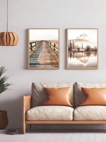6 Piezas Pinturas De Pared Beige, Arte De Pared De Paisaje, Imágenes De Impresión Botánica, Posters De Lienzo De Hierba Seca Para Decoración De La Pared De La Sala De Estar, Sin Marco