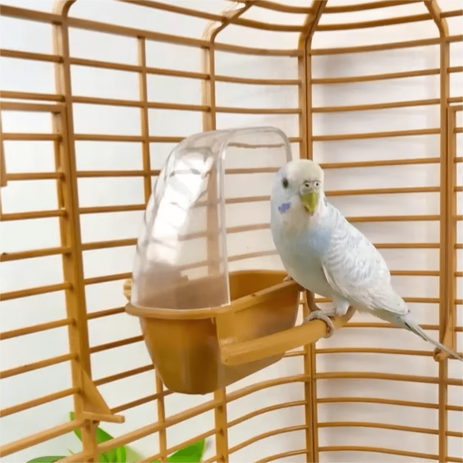 1pc Brown Antisplash Bird Feeder Outdoor Bird Food Container Water