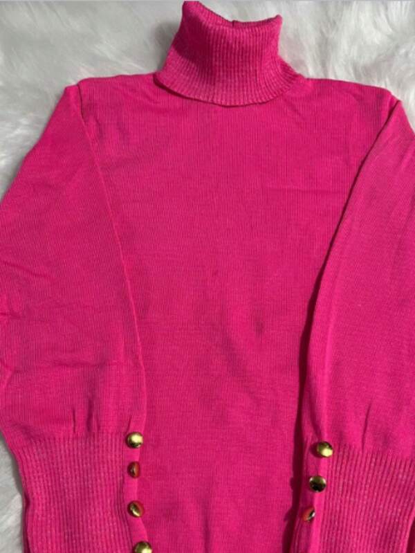 cacharrel  Blusa Feminina  COLA ALTO  GROSSO   INVERNO TRICO Blusinha Manga longo MODA  2023