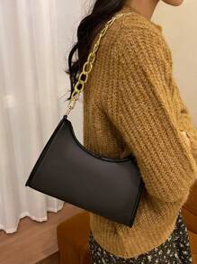 色塊簡約可愛輕量級肩背包 - 黑色 - 查看 3