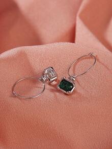 1雙簡約風格冷色調彩色及蛋白石裝飾小型多用途925純銀耳環,女性日常佩戴,diy - 銀色 - 查看 3